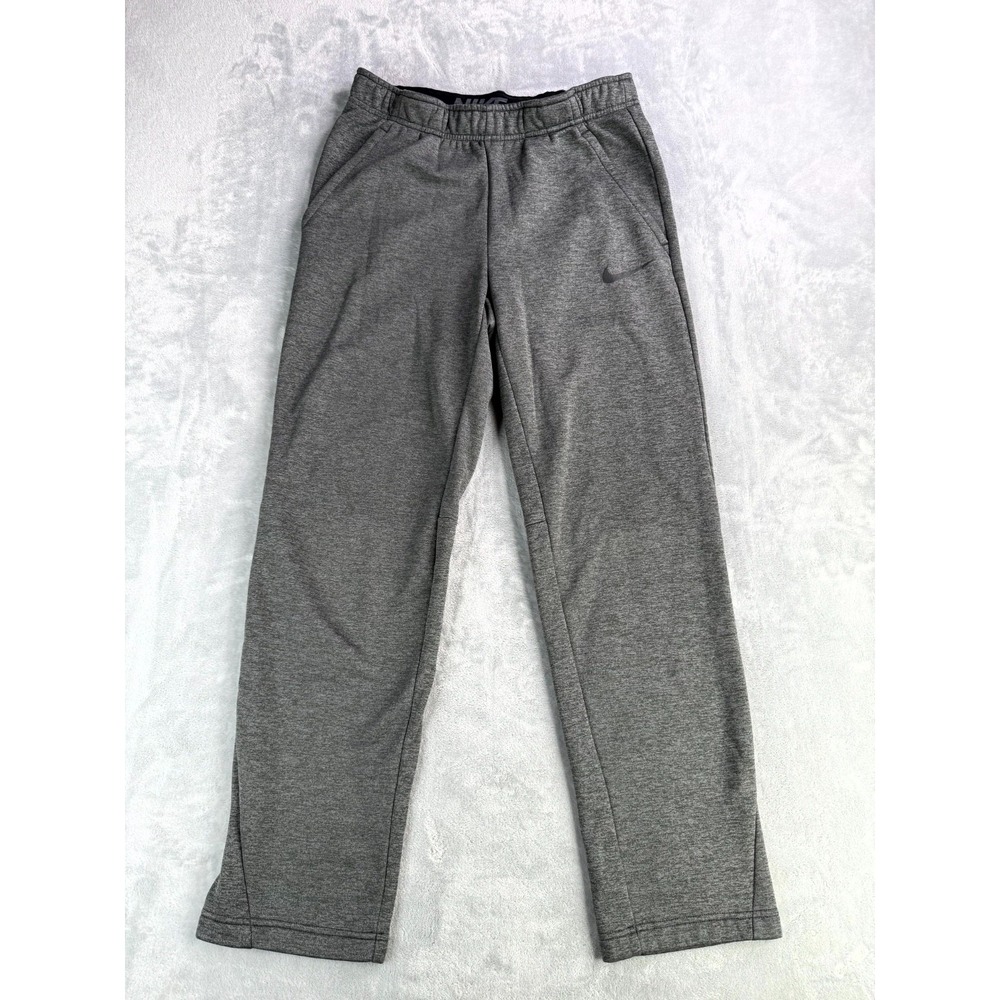 Nike Dri-Fit Sweatpants Mens Small Heather Gray Swoosh Drawstring Gym Workout